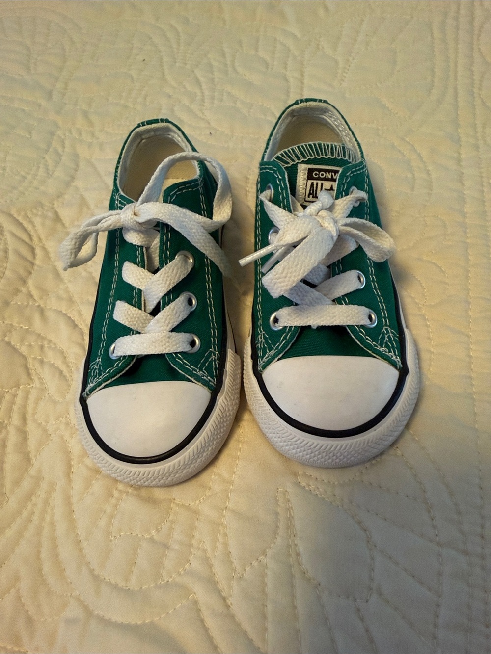 Converse Kids Low-Top Sneakers in Green and White